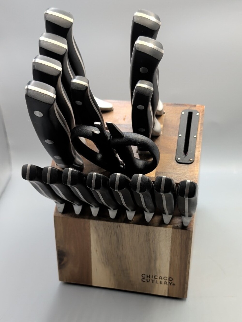 Chicago Cutlery Insignia Triple Rival Poly 18 Piece Knife Set Wood Block